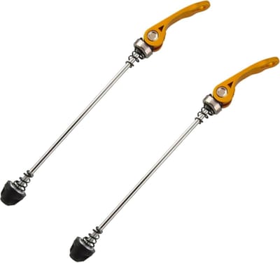 2 Stuks Fiets Snelsluitingen Wielassen Aluminium Paar Voor Achter Ultralight Geel MTB Racefiets