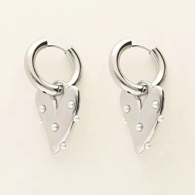 Lajetti - Oorbellen Zilverkleurig Hartjes Stainless Steel - Dames Oorbellen