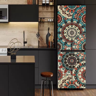 Dailygoods- Koelkaststickers - Zelfklevende Vinyl Folie - Geometrisch Groen/Goud - Marmer Effect - Waterdicht - DIY Decoratie 56x163cm - Koelkastfolie