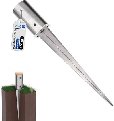 Paalhouder met punt - Inslaghuls grondboor - Schutting plaatsen - Thermisch verzinkt staal - 101 x 600 mm - Zilver