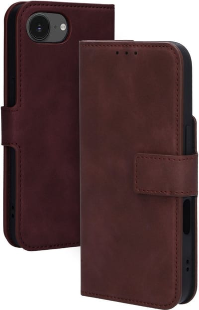 Mobiparts hoesje geschikt voor Apple iPhone 16e Apple iPhone 17e - Wallet/Boekhoesje - Eco Leer - Magneet Sluiting - Opberg vakken - Paars Rood
