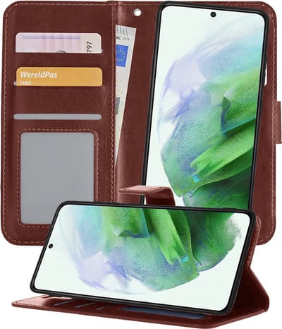 Hoesje 2 in 1 - Geschikt voor Samsung Galaxy S21 Ultra - Met Uitneembare Hard Cover - Bookcase - Wallet Case - Met Pasjeshouder - Book Case - Uitneembaar - Pashouder - Kunstleer - Bruin