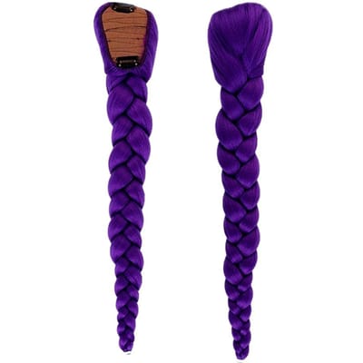 Synthetisch Lang Paars Gevlochten Haar 26inch Kinder Rumi Paardenstaart Extensions met Clips Cosplay Halloween Kerstfeest Kapsel purple