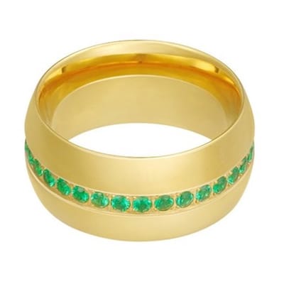 Yehwang Ring Steentjes goud groen maat 16