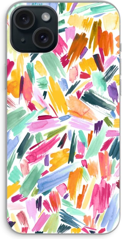 Case Company® - Hoesje geschikt voor iPhone 15 Plus hoesje - Watercolor Brushstrokes - Soft Cover Telefoonhoesje - Bescherming aan alle Kanten en Schermrand