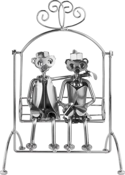 BRUBAKER Schroef Man Love Paar Op Schommel - Handgemaakte IJzer Figuur Metal Man Love - Metalen Figuur Paar Gift voor Vriend en Vriendin