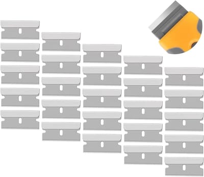Vervangende keramische en roestvrijstalen schraperbladen 40mm x 20mm - 25 stuks voor glas en keramische hobbels, ideaal voor keukenreiniging