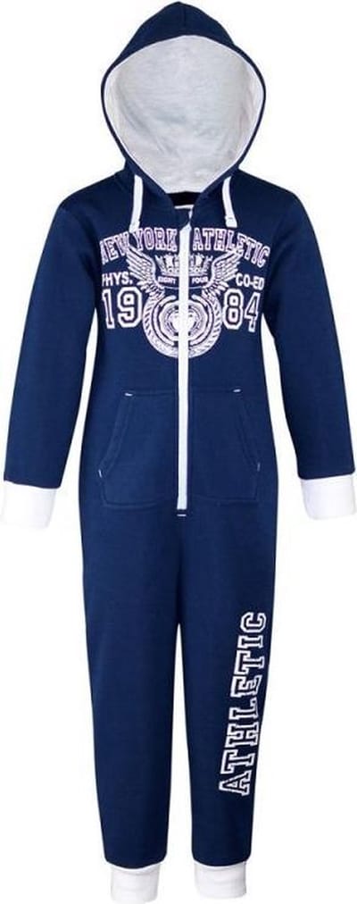 Jogging onesie huispak - blauw - maat 92/98 - meisjes jumpsuit