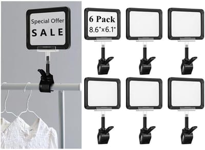 Dailygoods- Bordhouder met klem - Draaibare Poplabelclips - Dubbele Display - Clipbord voor Detailhandel - 21,8 x 15,5 cm - Aandacht Trekkend Design - Displayhouder