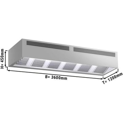 GGM Gastro Induktions-Kastenhaube - 3600mm - ohne Motor - mit Filter