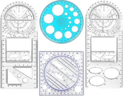 Geometrie Set - Tekenset Linialen - Wiskunde Tekenen - Multifunctioneel Ontwerp - 23cm Pakket