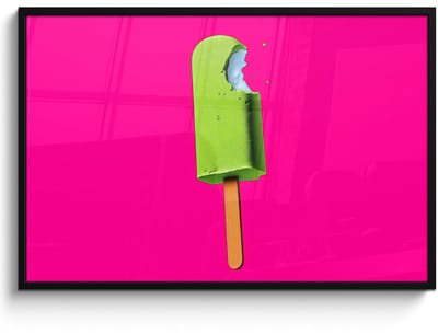 Poster in lijst - Fotolijst 120x80 cm - Posters - Ijsje - Stokje - Minimalistisch - Groen - Posterlijst zwart - Decoratie - Wanddecoratie woonkamer - Muurdecoratie slaapkamer