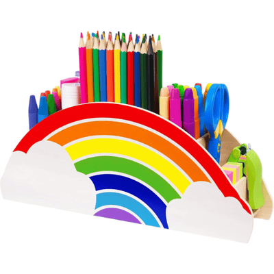 Gamenote Regenboog-serie houten bureau-organizer, kindvriendelijke pen- en potloodhouder, natuurlijk hout, geurloos, voor kantoorartikelen, klaslokaal