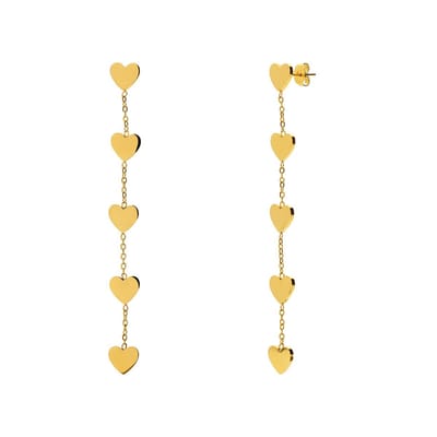 Lucardi Dames Stalen goldplated oorhangers hart - Oorbellen - Staal - Goudkleurig