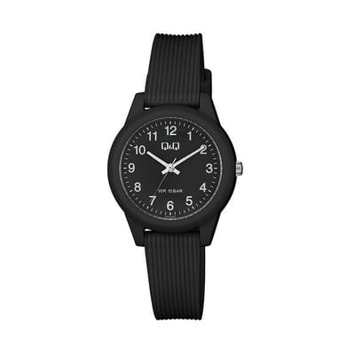 Q&Q VS13J002Y - Horloge - Sport - Analoog - Dames - Vrouwen - Plastic band - Rond - Cijfers - Kunststof - Zwart - 10 ATM