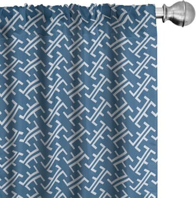 ABAKUHAUS – Oceaan-geïnspireerde gordijnen 2x75x225 cm – blauw-wit, microfaser