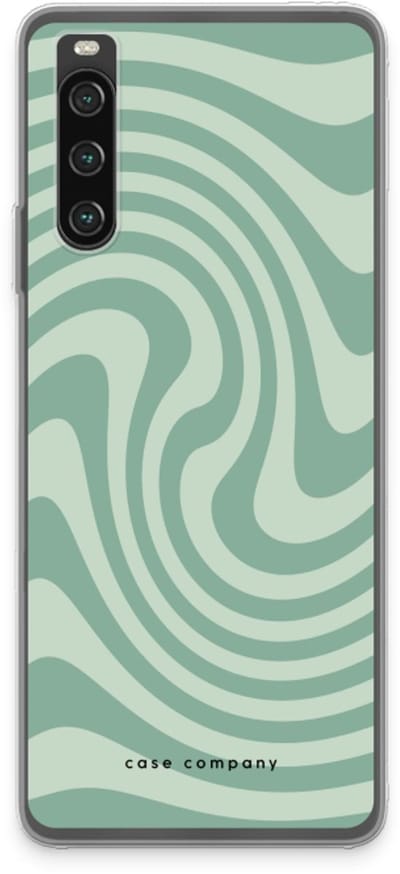 Case Company® - Hoesje geschikt voor Sony Xperia 10 IV hoesje - Swirl Groen - Soft Cover Telefoonhoesje - Bescherming aan alle Kanten en Schermrand