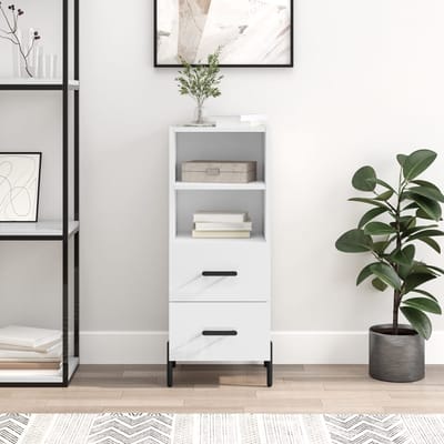 vidaXL - Dressoir - 34,5x34x90 - cm - bewerkt - hout - hoogglans - wit