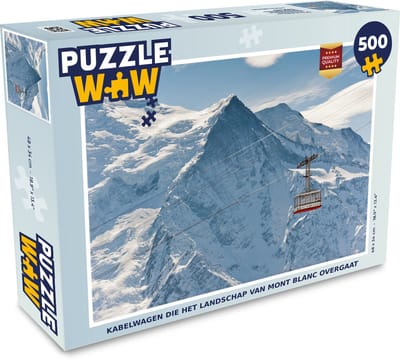 Puzzel Kabelwagen die het landschap van Mont Blanc overgaat - Legpuzzel - Puzzel 500 stukjes