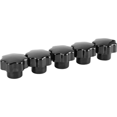5 Pièces Boutons Moletés Poignées 7 Étoiles avec Noyau en Laiton 10 mm pour Outil d'Équipement Industriel(M10x40(pas de trou traversant) )
