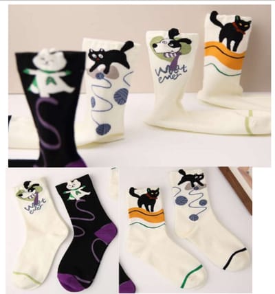 Dames sokken - 4 paar - giftbox - grijs - zwart - wit - bruin - leuke print hond - kat - katten - 36 - 40 - gift - cadeau voor haar - geschenk vrouwen - Kerst cadeau - verjaardagscadeau