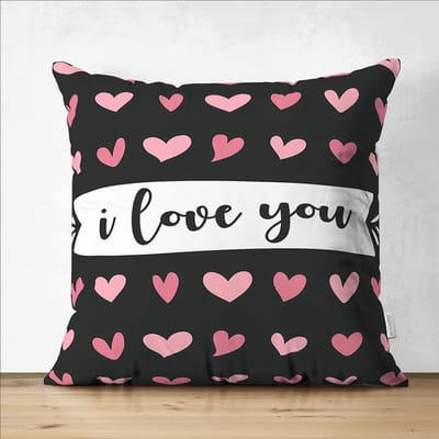 Velvet Kussenhoesjes - kussenhoes - I Love You - 45x45 cm - Hartjes- Kussenloop - Fluweel - valentijn cadeautje voor haar