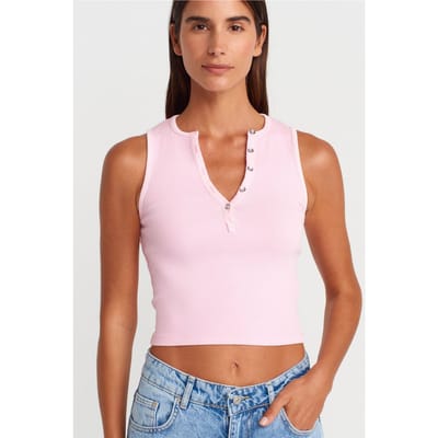Dames Geribbelde Katoenmix Crop Top