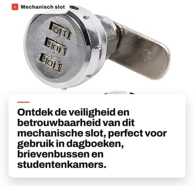 Dailygoods- Mechanisch Slot - Zinklegering - 3-cijferige Code - Schokbestendig - Eenvoudige Installatie - Meerdere Combinaties - Diameter 31.6 mm - Deurslot