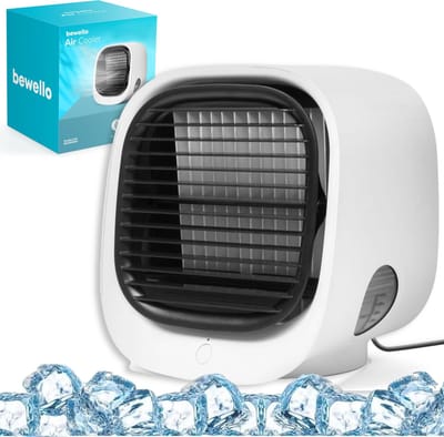 Bewello® - Mini Ventilator voor Bureau - USB Ventilator met Luchtkoeler - Kleine Tafelventilator Airco - Wit - Mobiele Water Aircooler - met LED moodlight - Fluisterstil