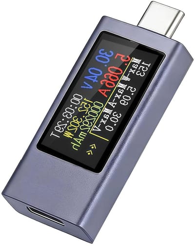 USB C Tester - Voltmeter Ammeter - Opladen Monitoren - 240W Wattmeter - 4-30V 0-12A - Zwart