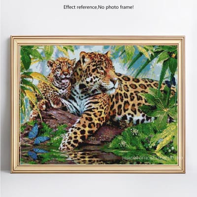 Diamant schilderij dier tijger en zoon strass mozaïek diamant borduurwerk kruissteek 20X30CM beige