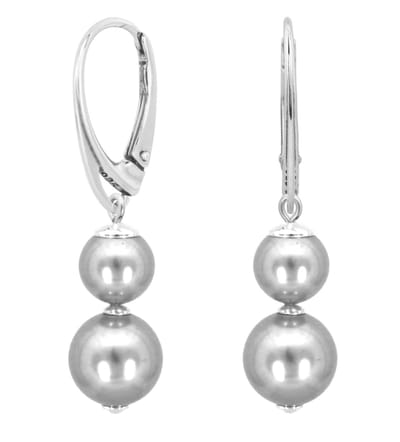 ARLIZI 2364 Oorbellen Swarovski parel grijs - sterling zilver - 4 cm
