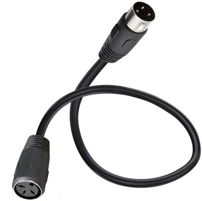 Verlengkabel Audio - 3-pins DIN Kabel - Systeem Uitbreiding - Man naar Vrouw - 05 Meter - Zwart