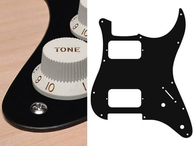 Boston ST-132-BM pickguard, Stallion, HH, 2 pot holes, 3-5 switch, 1 ply, black matt