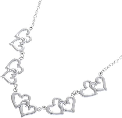 Ketting - RVS - hartjes - zilverkleurig - 40-45 cm
