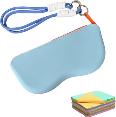 Brillenhoesje met Polsband - Zonnebril etui - Veilig Opbergen - Krasbestendig Silicone - 17.5 x 8.5 cm - Blauw