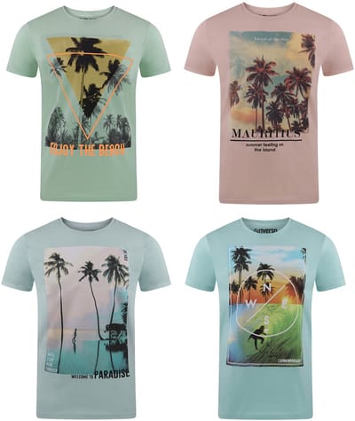 riverso Heren T-Shirt RIVLukas 4 Pack regular fit Veelkleurig S Ronde Hals Volwassenen - gemaakt van 100% katoen