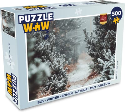Puzzel Bos - Winter - Bomen - Natuur - Pad - Sneeuw - Legpuzzel - Puzzel 500 stukjes