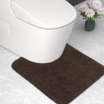 Badmat, toiletmat, 2 cm superdik badtapijt, super absorberend badkamertapijt, 50 x 50 cm, U-vorm, koffiebruin