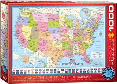 Amerika Kaart Puzzel - 1000 Stukjes - Educatief Spel - Gedetailleerde Geografie - 48 x 68 cm - Meerkleurig
