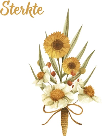 Sterkte kaart – Enkele wenskaart met aquarel bloemen in groen-gele tinten – Origineel ontwerp – Stevig 400 grams papier – Inclusief kraft envelop – Voor steun of medeleven – FSC