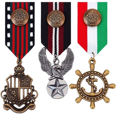 Dailygoods- Medaillehouder 3 Stuks - Legering Medaille Badge - Militaire Helden Medailles - Broche Marine Patriot - Voor Vrouwen/Mannen - Insigne