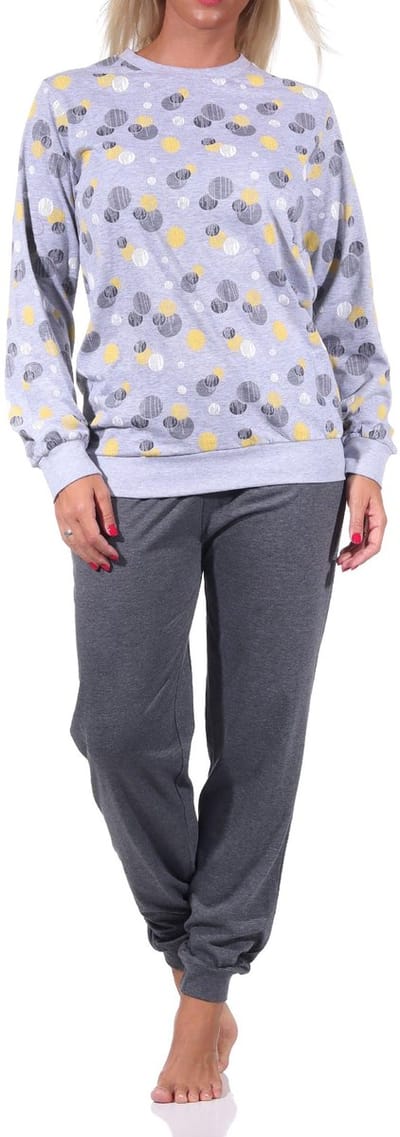 Damespyjama met manchetten in elegante polka dot / stippen look - 212 201 90 750