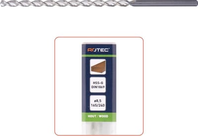 Rotec HSS houtspiraalboor, TLS, Ø 4,0 x 120 / 175 mm. (5 stuks)