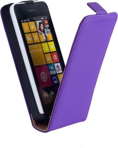 LELYCASE Lederen Nokia Lumia 530 Premium Flip Case Cover Hoesje Paars