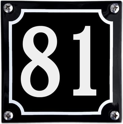 Zwart emaille huisnummer  - 81