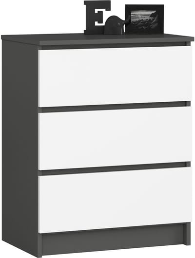 Ladekast K60 met 3 Lades / AKORD Furniture Factory / Grafietgrijs - Wit / 60 x 77 x 40 cm