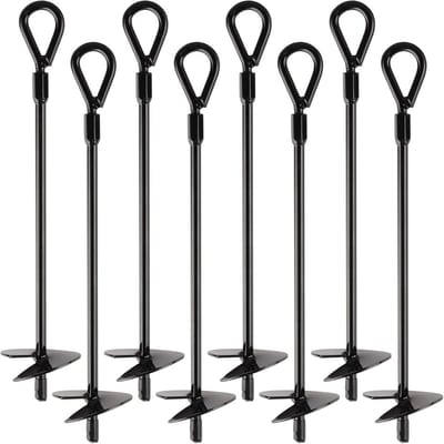 8x Zware Grondankers 35 cm - 3 Inch Helix Ankers voor Tent, Luifel, Schommelset & Schuur