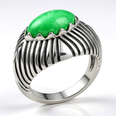 Cavill - Zilveren Ring - 925 Sterling Zilver Geoxideerd - Groene Turkoois 1,62 ct - Marquise Cabochon - Stijlvol Desert Chic Sieraad
