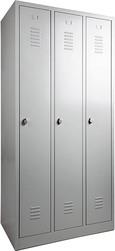 Garderobekast met 4 legborden (linkerkolom) en hoedenplank (rechterkolom) breed 89CM sluiting Met sleutel en cilinderslot aantal deuren 3 framekleur Wit (RAL9010)